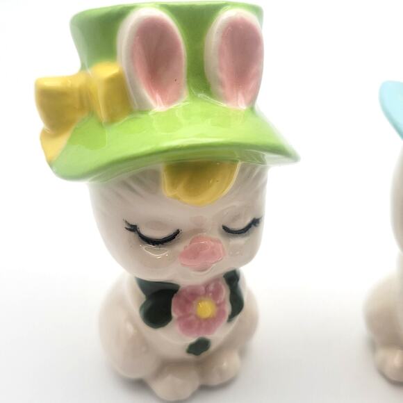 Set of two Bunny Figurines Home Decor Spring Easter 2.5" - Picture 2 of 8